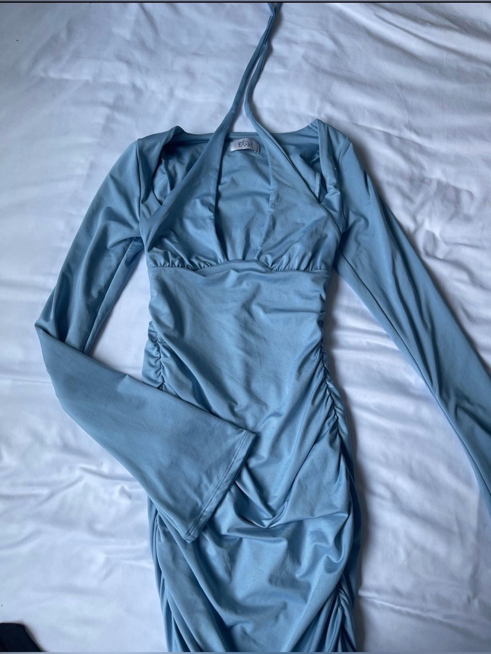 Oh Polly Light Blue Mini Dress Halter
